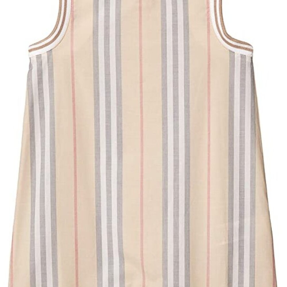Striped Cream and Gray Kids One-Piece Dress